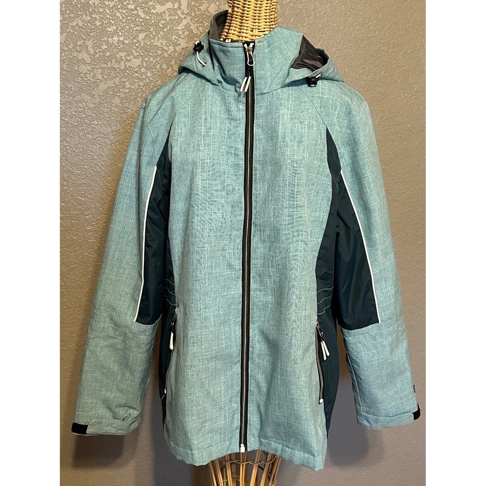 Free Country Radiance Women's M Teal Blue Hooded Winter Jacket Ski Snowboarding